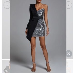 One Shoulder Sequin Blazer Dress Party Sexy Dress